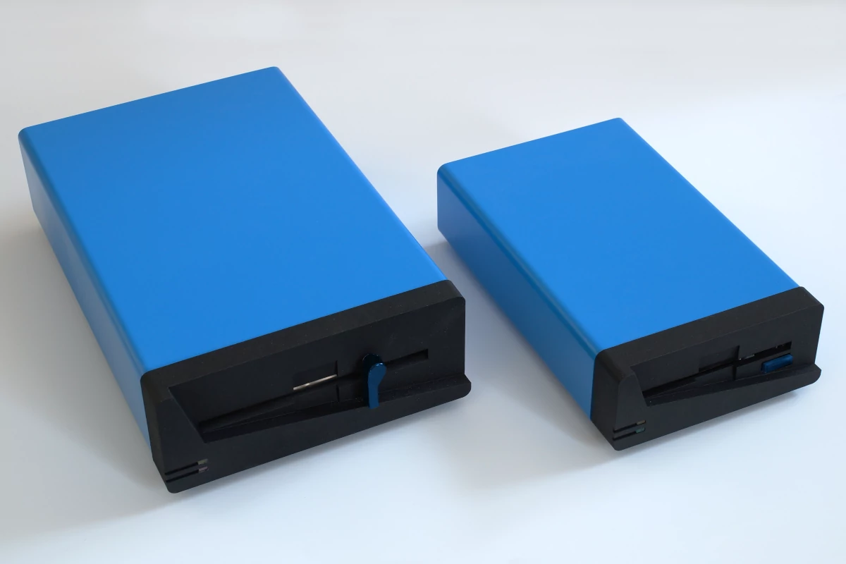 Micropolis floppy drives 1255 and 1235 side by side