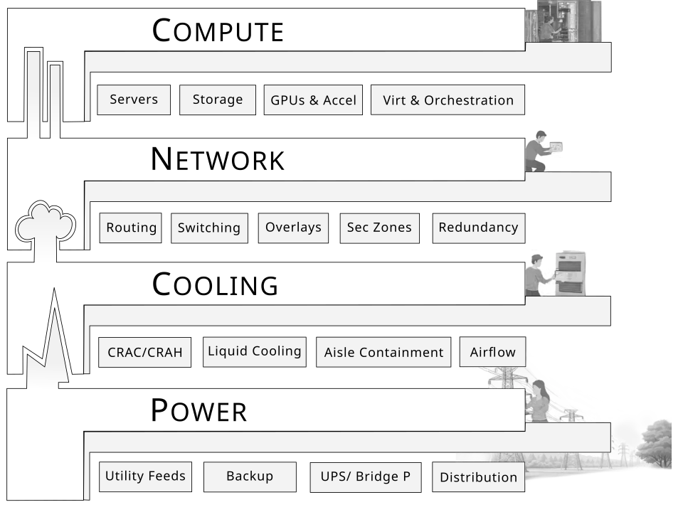Illustration of the Layers of a Data Center